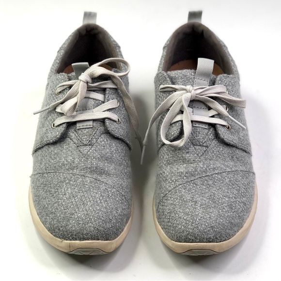 TOMS Del Rey light heather grey felt lace up sneakers 10 - Picture 10 of 10